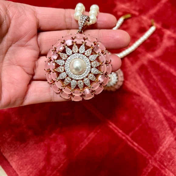 Pink Pearl pendant set - Picture 3 of 4